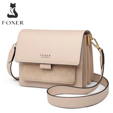 Load image into Gallery viewer, This FOXER women&#39;s fashion crossbody bag is crafted with split leather for a trendy and chic look.
