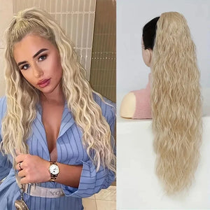 26” Long Curly Ponytail Extension – Wavy Claw Clip Hairpiece for Women