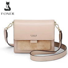 Load image into Gallery viewer, This FOXER women&#39;s fashion crossbody bag is crafted with split leather for a trendy and chic look.
