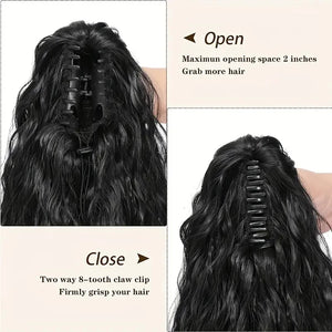 26” Long Curly Ponytail Extension – Wavy Claw Clip Hairpiece for Women